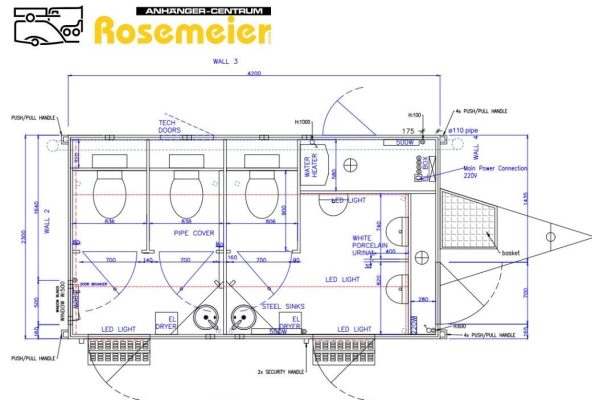 Rosemeier EW TA-NO 2 Damen, 1 Herren + 3 Urinal Toilettenanhänger